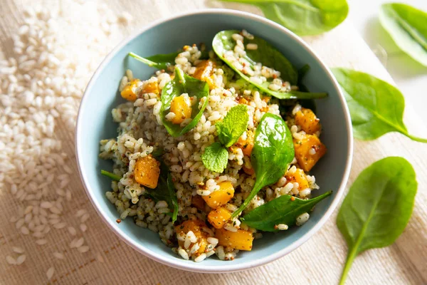 Delicious Rice Salad Pumpkin Spinach — Stock Photo, Image