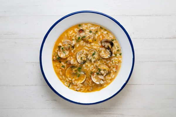 Рисовый Суп Моллюсками Традиционный Испанский Рецепт — стоковое фото