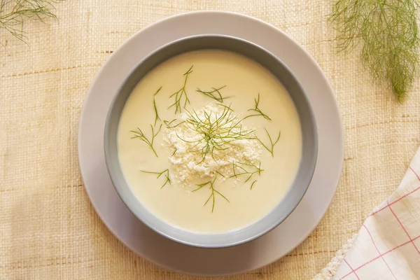 Homemade Leek Soup Made Vegetable Potato Broth — Stock Photo, Image