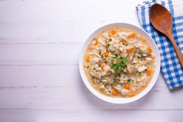 Σούπι Ρύζι Αγκινάρες Παραδοσιακή Ισπανική Συνταγή Paella — Φωτογραφία Αρχείου