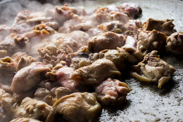 Подготовка Традиционной Испанской Паэльи Городе Валенсия Ингредиенты Курица Кролик Фасоль — стоковое фото