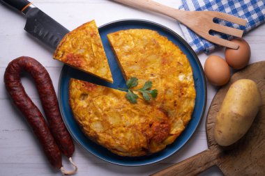 İspanyol omleti sucuklu omlet dilimlenmiş patateslerin eklendiği bir omlet. İspanyol mutfağının en iyi bilinen ve simgesel yemeklerinden biridir.