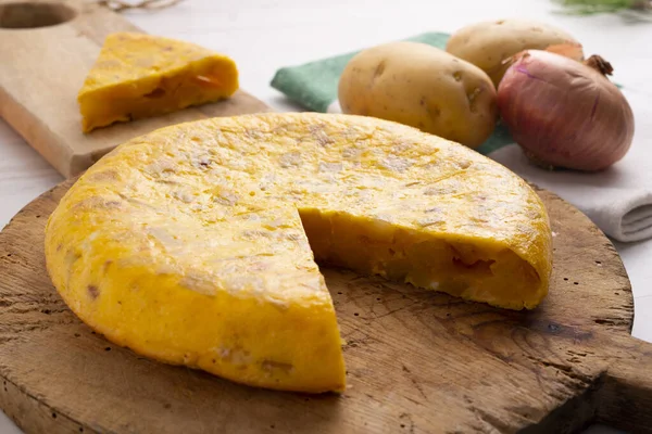 Aardappelomelet Spaanse Omelet Een Omelet Omelet Waaraan Gehakte Aardappelen Worden — Stockfoto