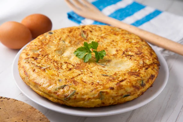 Spanish Omelette Zucchini Omelette Which Chopped Potatoes Added One Best — Stock Photo, Image