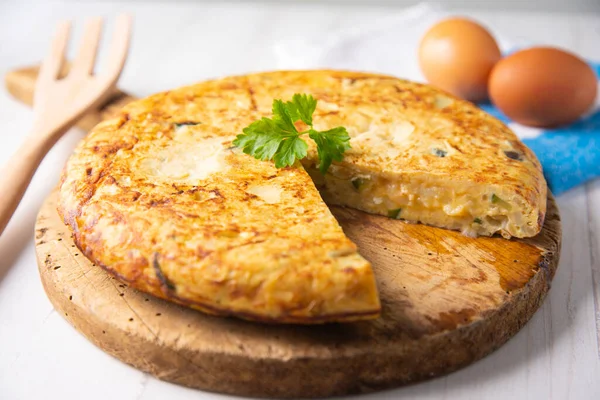 Omeleta Espanhola Com Abobrinha Uma Omeleta Qual São Adicionadas Batatas — Fotografia de Stock