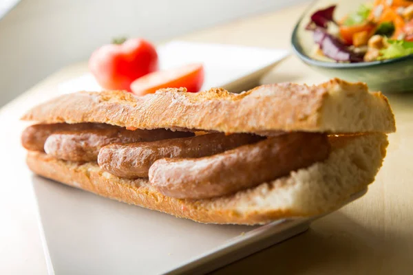 Hot Dog Delicious Sandwich Pork Sausage Frankfurt Style — Stock Photo, Image