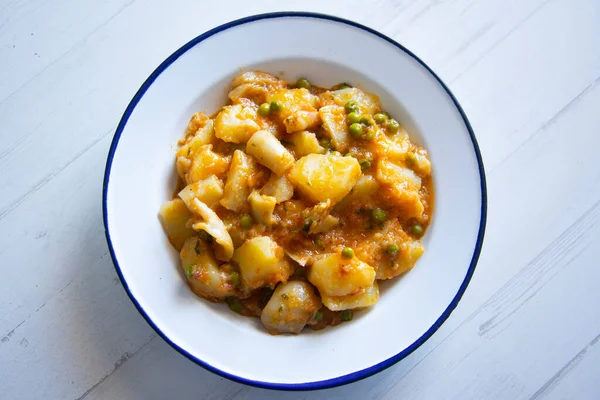 Stewed Cuttlefish Potatoes Traditional Spanish Tapa Recipe — Stock Photo, Image
