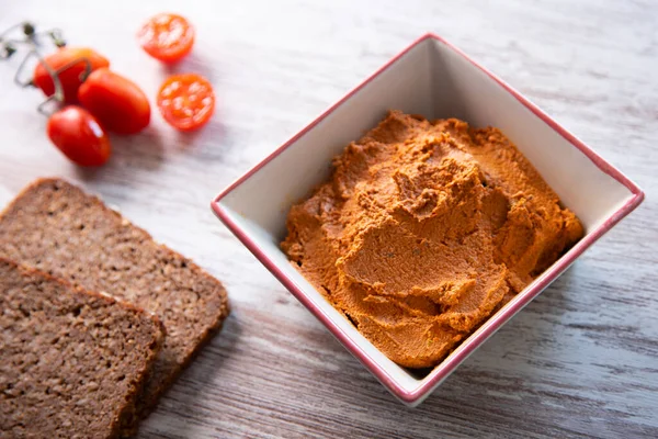 Toast Vegetarian Pate Made Dried Tomato Other Vegetables — Stock Photo, Image