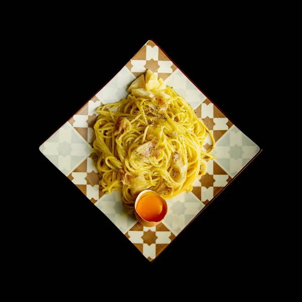 Carbonara Carbonata Italian Pasta Dish Originating Lazio More Specifically Rome — Stock Photo, Image