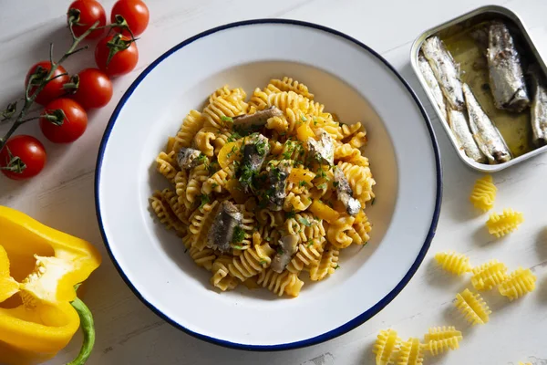 Italian Pasta Recipe Sardines — Stock Photo, Image