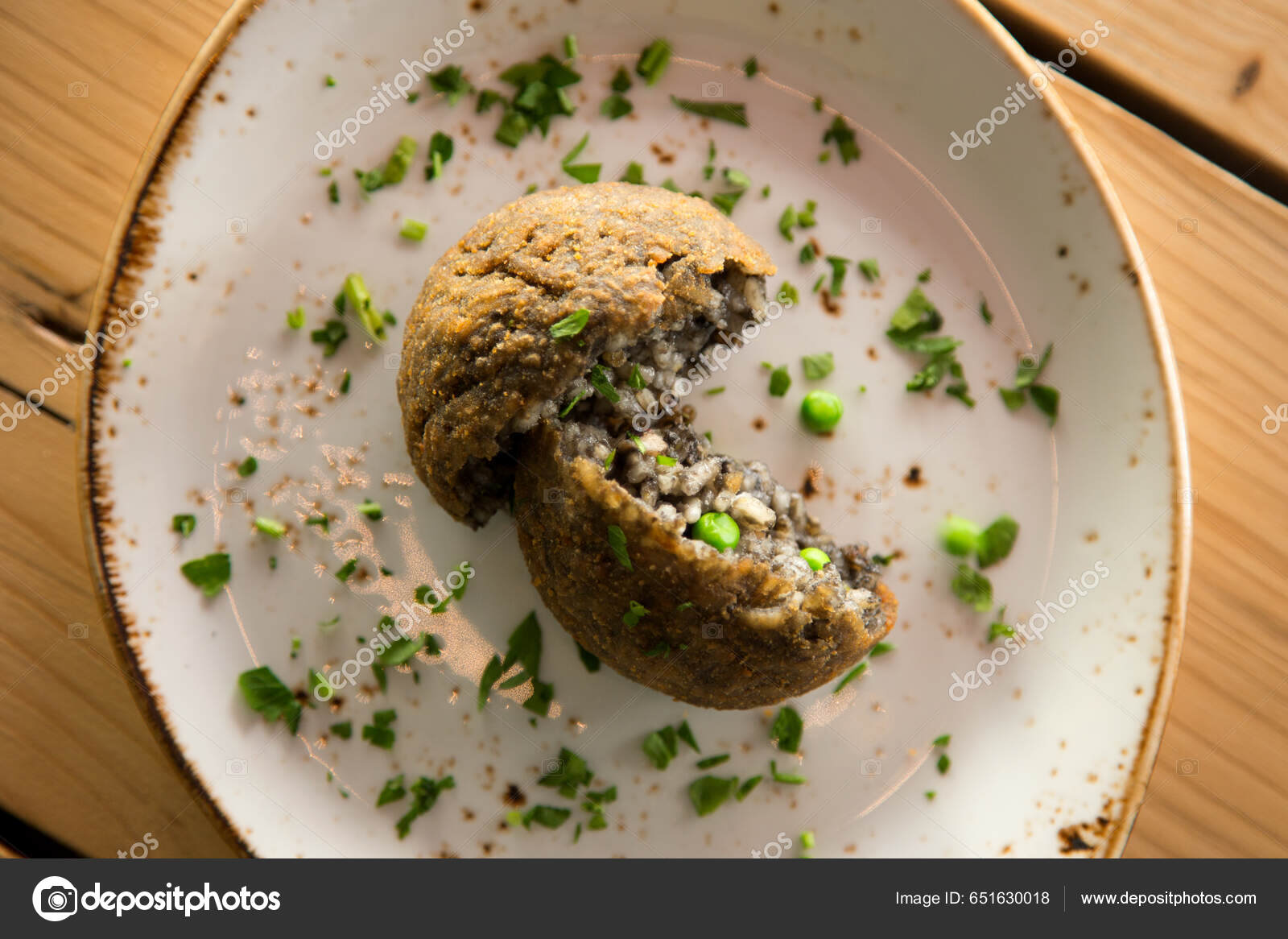 Black Arancini Calamari Arancini Specialty Sicilian Cuisine Deep Fried
