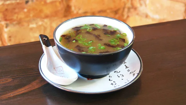Sopa Miso Tazón Con Verduras Asia Alimento Saludable — Foto de Stock