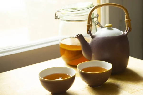 Kombucha Tea Sweetened Slightly Effervescent Fermented Black Tea Drink Commonly — Stock Photo, Image