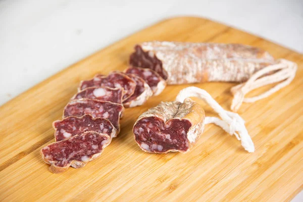 Iberian Sausage Tapa Fuet Typical Catalan Sausage Made Pork Widespread — Stock Photo, Image