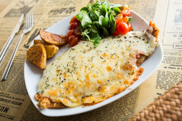 Milanesa Fillet Usually Beef Cooked Fried Baked Extension Any Slice — Stock Photo, Image