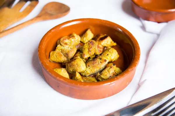 Schab Wieprzowy Tapa Gotowane Przyprawami Hiszpańskiej Restauracji — Zdjęcie stockowe