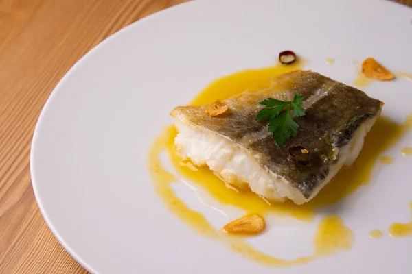 Pilpil Cod Traditional Basque Dish Made Four Basic Ingredients Cod — Stock Photo, Image