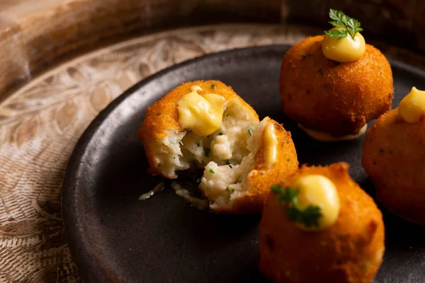 Fried Cod Fritters Traditional Spanish Tapa — Stock Photo, Image