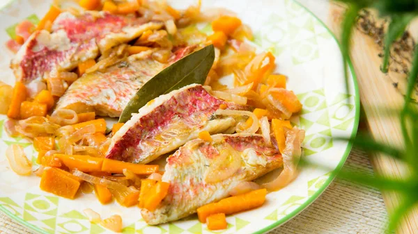 Pickled Red Mullet Carrot Onion — Stock Photo, Image