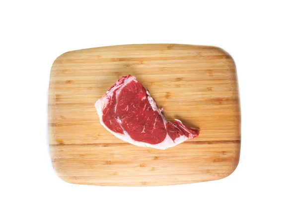 Boeuf Steak Premium Sur Base Bois Sur Fond Blanc — Photo