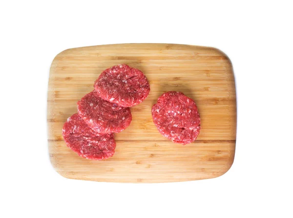 Premium Burger Beef Auf Holzbasis Auf Weißem Hintergrund — Stockfoto