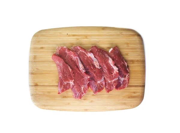 Boeuf Steak Premium Sur Base Bois Sur Fond Blanc — Photo