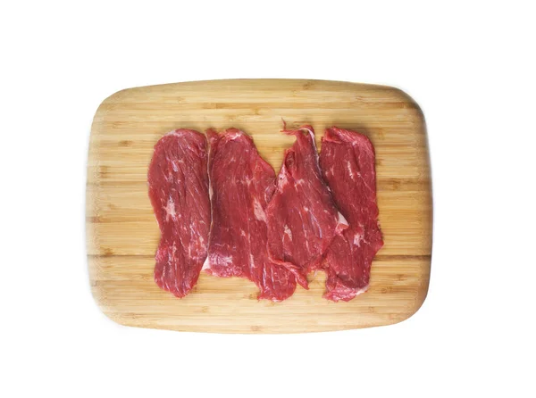 Carne Res Primera Calidad Sobre Base Madera Sobre Fondo Blanco —  Fotos de Stock