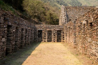 Ruins of Choquequirao, an Inca archaeological site in Peru, similar in structure and architecture to Machu Picchu. clipart