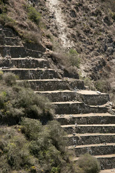 Sector Llamas Ruins Choquequirao Inca Archaeological Site Peru Similar Structure — Stock Photo, Image