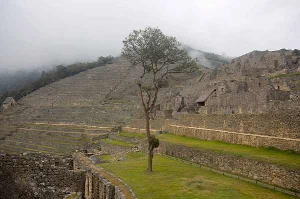 Detalhes Antiga Cidadela Inca Cidade Machu Picchu Vale Sagrado Peru — Fotografia de Stock