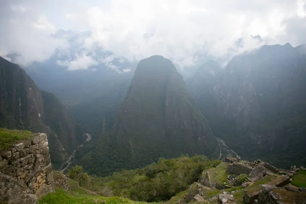 Peru Nun Kutsal Vadisinde Machu Picchu Şehrinin Antik Nka Kalesinin — Stok fotoğraf