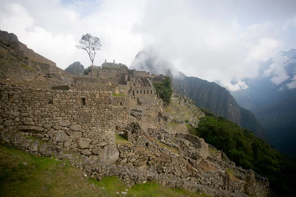 Dettagli Dell Antica Cittadella Inca Della Città Machu Picchu Nella — Foto Stock