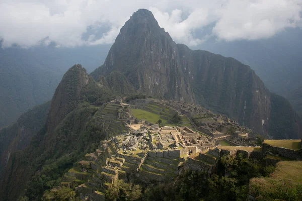 Vue Panoramique Depuis Montagne Machu Picchu Vue Sur Ancienne Ville — Photo