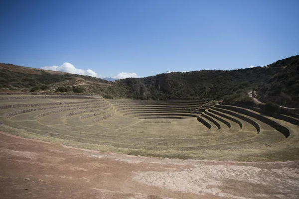 Terraços Agrícolas Vale Sagrado Moray Huancavelica Peru — Fotografia de Stock