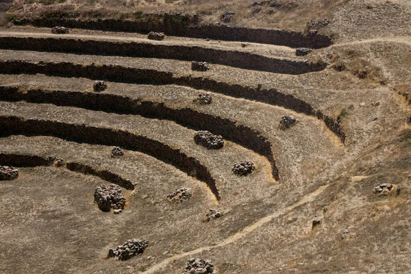 Zemědělské Terasy Posvátném Údolí Moray Cusco Sacred Valley Peru — Stock fotografie