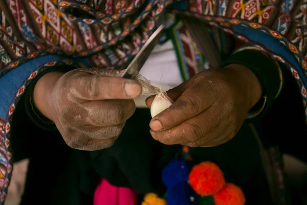 Koka Traditionell Andsk Grönsakssoppa Före Pachamanca Fest Med Quechua Stam — Stockfoto