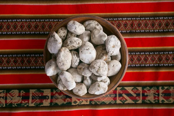 Vielfalt Peruanischen Kartoffeln Der Pachamanca Zeremonie Werden Lamm Alpaka Schwein — Stockfoto