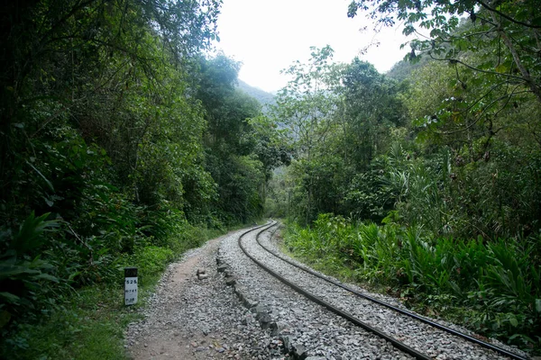 Hiking Santa Teresa Hidroelctrica Aguas Calientes Reach Machupichu Path Train — Stock Photo, Image