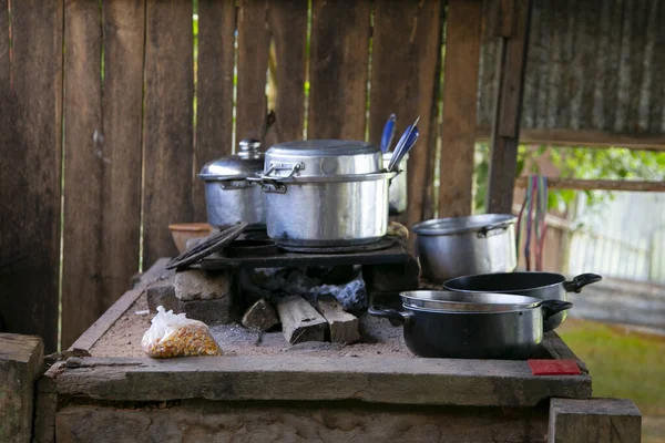 Cozinha Uma Casa Selva Amazônica Peruana Perto Cidade Tarapoto — Fotografia de Stock