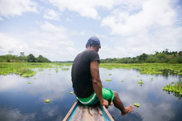 Fischer Arbeiten Einem See Aus Dem Peruanischen Dschungel — Stockfoto
