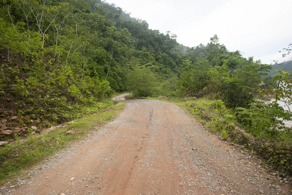 Vägen Från Tarapoto Till Staden Chazuta Den Peruanska Djungeln Dålig — Stockfoto