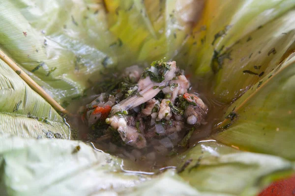 Патарашка Представляет Собой Блюдо Ингредиентов Региона Завернутое Листья Биджао Приготовленное — стоковое фото