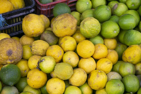 Varietà Limoni Peruviani Dell Area Della Giungla Peruviana Mercato Area — Foto Stock