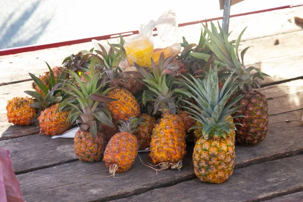 Pineapples Organic Plantation Bucket Market Tarapoto Peruvian Jungle — Stock Photo, Image
