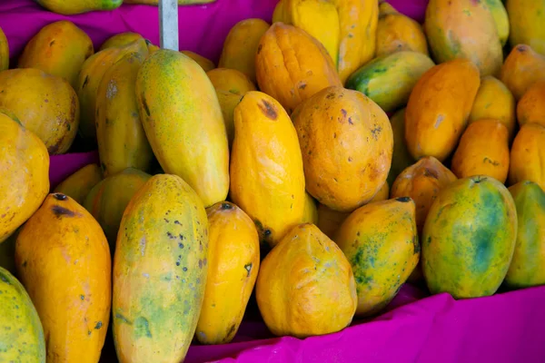 Mango Papáje Stánku Centrálním Trhu Ovocem Zeleninou Arequipa Peru — Stock fotografie