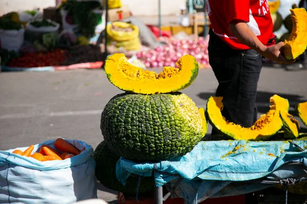 Zapallo Street Food Market Arequipa Pumpkin Macre Zapallo Vegetable Native — Stock Photo, Image