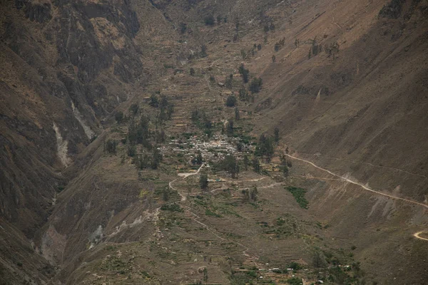 Uitzicht Tapay Stad Tijdens Een Wandeling Door Colca Canyon Peru — Stockfoto
