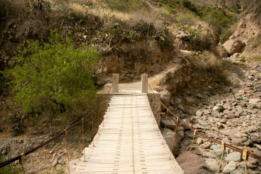 Cabanaconde 'dan Oasis' e giden yolu takip ederek Colca Kanyonu 'ndan yürü..