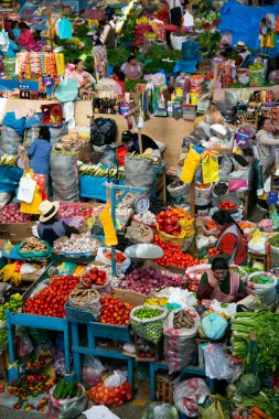 Urubamba, Peru; 1st October 2022: Central food market of Urubamba, City of the Sacred Valley in Cuzco.