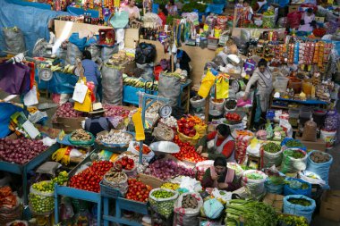 Urubamba, Peru; 1st October 2022: Central food market of Urubamba, City of the Sacred Valley in Cuzco.